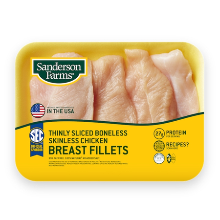Thinly Sliced Boneless Skinless Chicken Breast Fillets